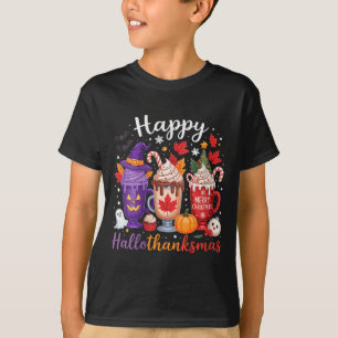 Womens Happy Hallothanksmas Coffee Lover Halloween T-Shirt
