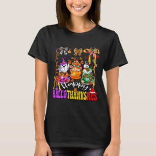 Womens Happy Hallothanksmas Coquette Bow Coffee La T-Shirt