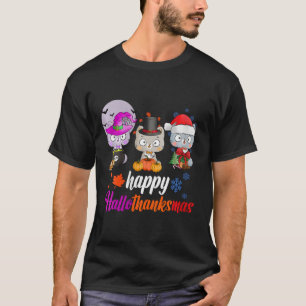 Womens Happy Hallothanksmas - Halloween Thanksgivi T-Shirt