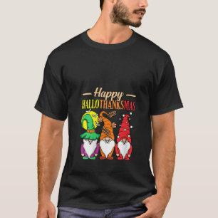 Womens Happy Hallothanksmas Halloween Thanksgiving T-Shirt