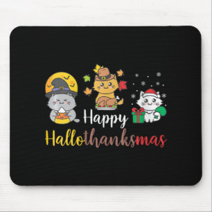 Womens Happy Halloween Christmas Thanksgiving Cat  Mouse Mat
