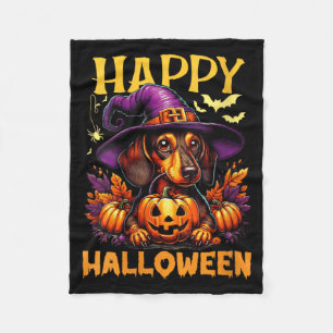 Womens Happy Halloween Dachshund Dog Dad Wiener Fleece Blanket