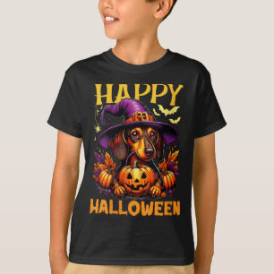 Womens Happy Halloween Dachshund Dog Dad Wiener T-Shirt