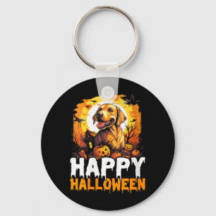 Womens Happy Halloween Dog 3 Key Ring