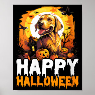 Womens Happy Halloween Vampire Black Cat Bat Poster