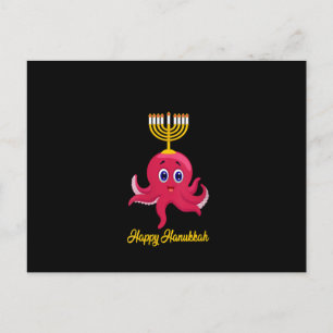 Womens Happy Hanukkah Menorah Octopus Lover Funny Postcard