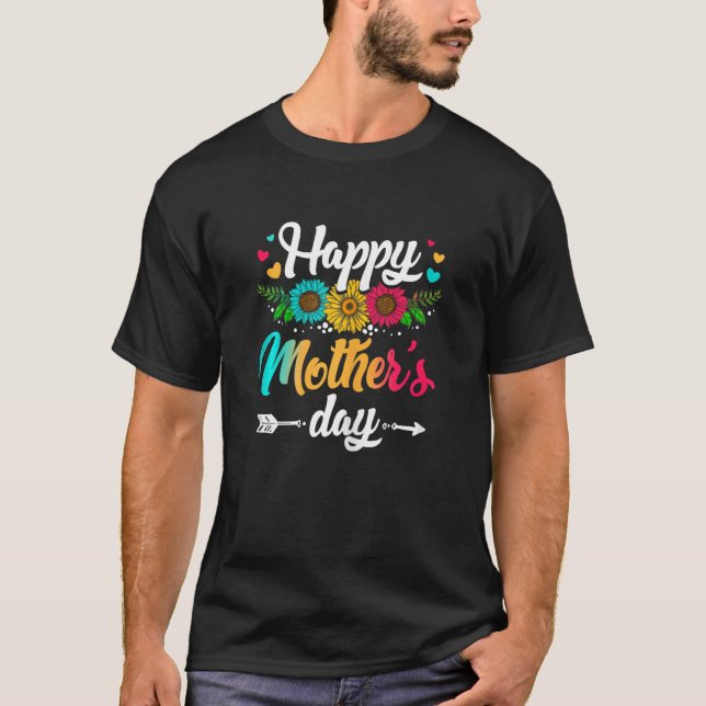 Womens Happy Mother s Day 2023 Cute Floral Girl Wo T-Shirt (Front)