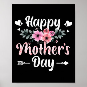Womens happy mother's day with floral mum mommyWom Poster