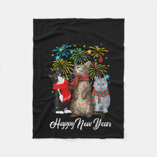 Womens Happy New Year Cat Happy Meow Year 2023 Kit Fleece Blanket