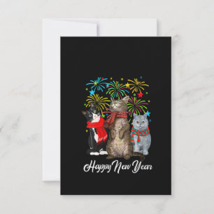 Womens Happy New Year Cat Happy Meow Year 2023 Kit RSVP Card