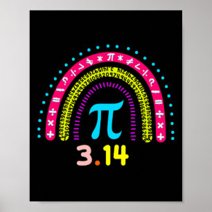 Women's Happy Pi Day Math Teacher Rainbow 3.14 Pi Poster