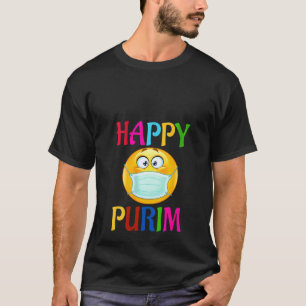 Womens Happy Purim Costume Funny Jewish Face Mask T-Shirt