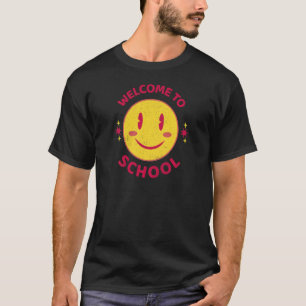 Womens Happy Smile Face Welcome Back To School Tea T-Shirt
