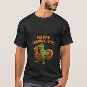 Womens Happy Thanksgiving Dinosaur Turkey Pilgrim T-Shirt