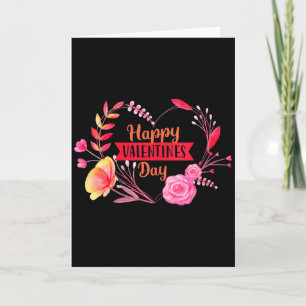 Womens Happy Valentines Day Cute Floral Heart V-ne Card