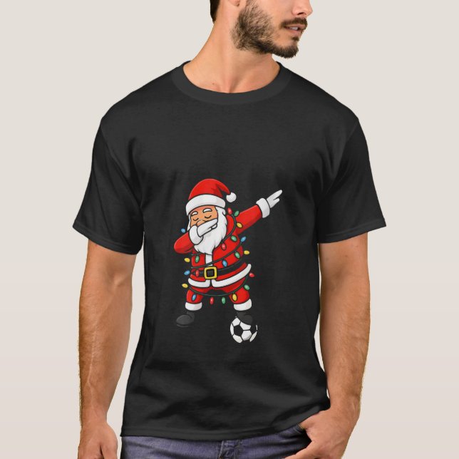 Womens Happy Xmas Dabbing Santa Soccer Christmas P T-Shirt (Front)