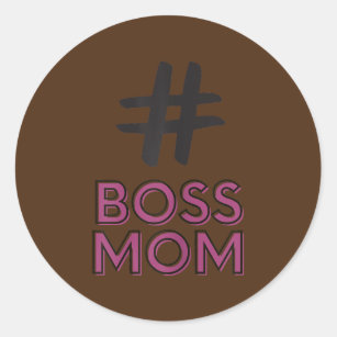 Womens Hashtag Boss Mom Influencers Women Classic Round Sticker