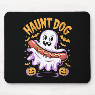 Womens Haunt Dog Funny Ghost Hotdog Halloween Mouse Mat