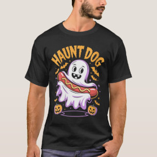 Womens Haunt Dog Funny Ghost Hotdog Halloween T-Shirt