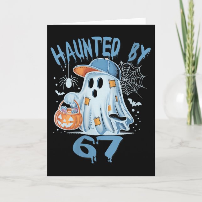 Womens Haunted 6 7 Six Seven 67 Meme Halloween Cos Card (Front)