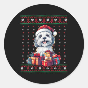 Womens Havanese Santa Hat Dog Lover Xmas Havanese  Classic Round Sticker