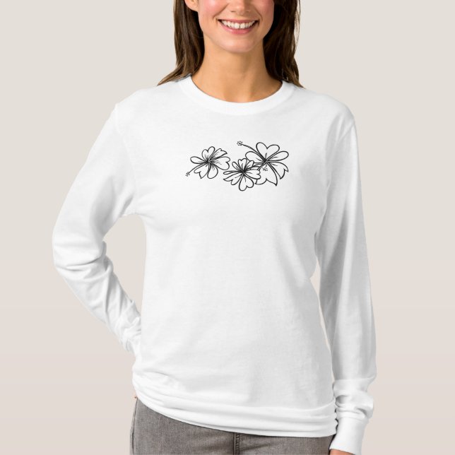 Women's Hawaiian Hibiscus Long Sleeve Shirt (Front)