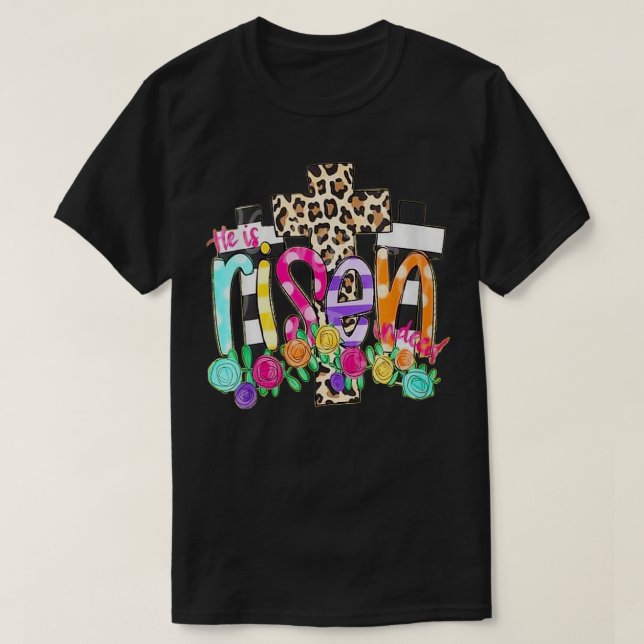 Womens He is Risen Christian Easter Happy Eater Da T-Shirt (Design Front)