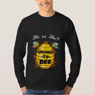 Womens He Or She Granny To Bee Gender Baby Reveal T-Shirt