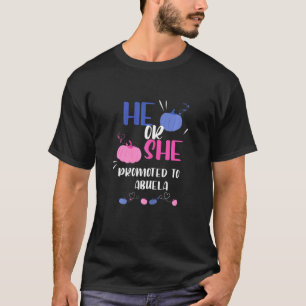 Womens He Or She Promoted To Abuela Gender Reveal T-Shirt