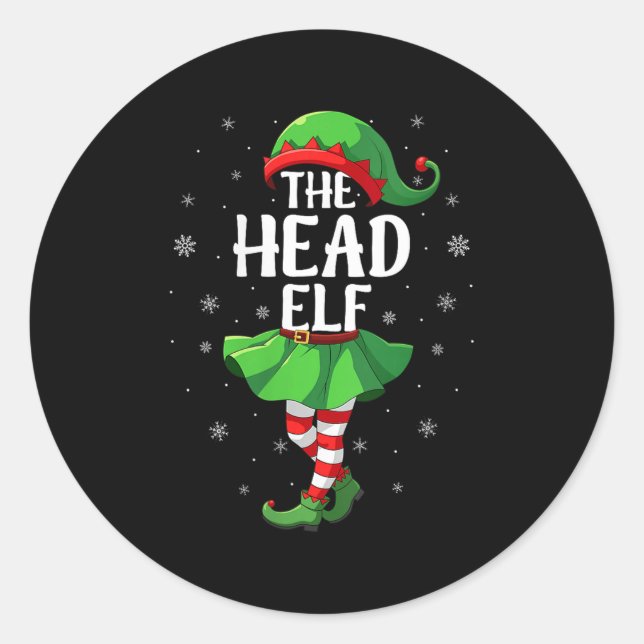 Womens Head Elf Christmas Girls Women Elf Squad Xm Classic Round Sticker (Front)