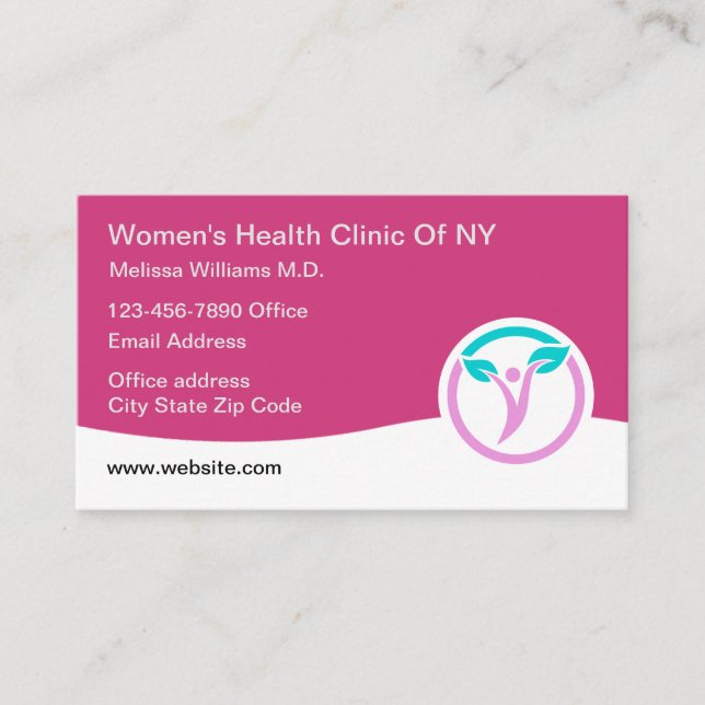Women's Health Medical Clinic Doctor Business Card (Front)