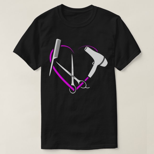 Womens Heart Love Hairdresser Gift Salon Hairstyli T-Shirt (Design Front)