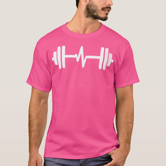 Womens Heartbeat Barbell Shirt Fitness Tee For Gym (Front)