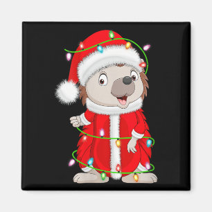 Womens Hedgehog Christmas Lights Santa Costume Cut Magnet