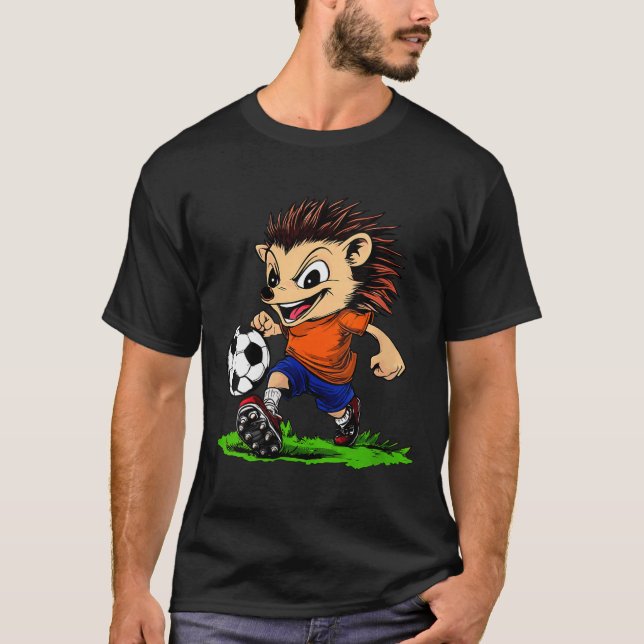 Womens Hedgehog Footballer V-neck  T-Shirt (Front)