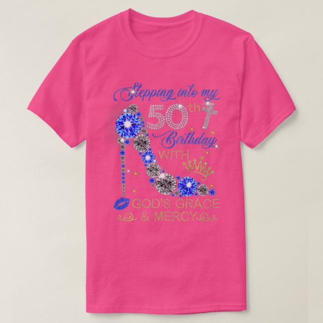 Womens Heels 50th Birthday Squad Stepping Into 50  T-Shirt (Design Front)