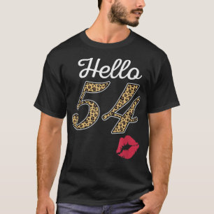 Womens Hello 54 Years Old 1967 Leopard Print Kisse T-Shirt