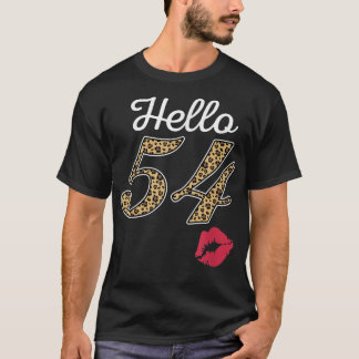 Womens Hello 54 Years Old 1967 Leopard Print Kisse T-Shirt