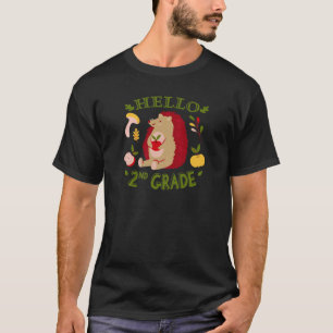 Womens Hello Second Grade Back To School Cute Hedg T-Shirt
