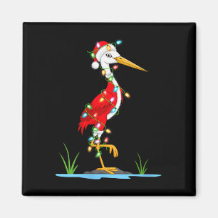 Womens Heron Bird Xmas Lighting Santa Costume Hero Magnet