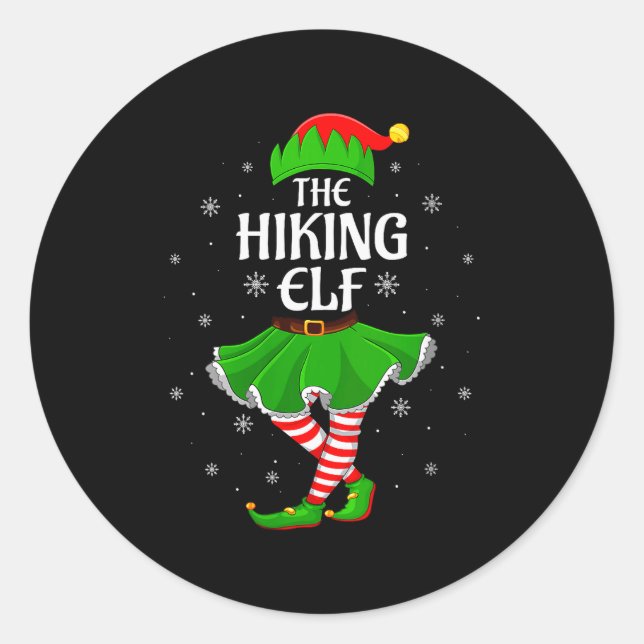Womens Hiking Elf Christmas Family Girls Women Elf Classic Round Sticker (Front)
