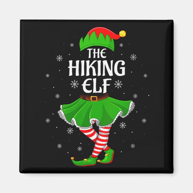 Womens Hiking Elf Christmas Family Girls Women Elf Magnet (Front)