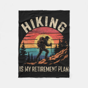 Womens Hiking Is My Retirement Plan Retro Vintage Fleece Blanket