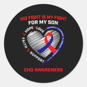 Womens His Fight Son Chd Awareness Heart Disease G Classic Round Sticker