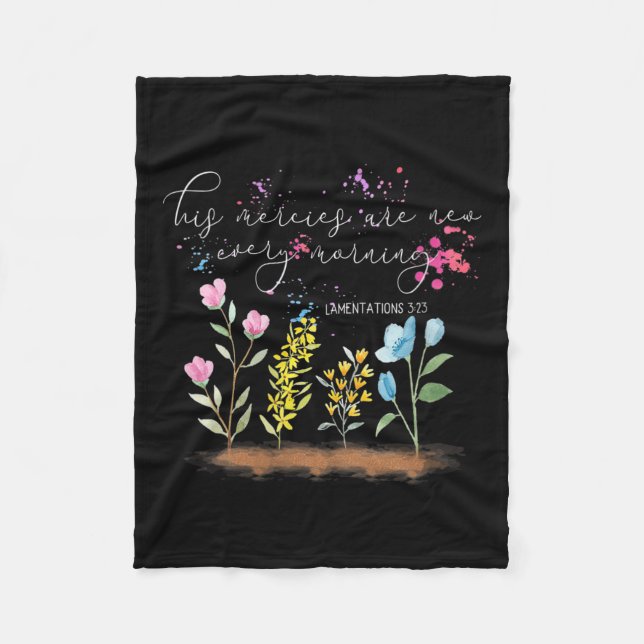 Womens His Mercies Are New Every Morning Religious Fleece Blanket (Front)