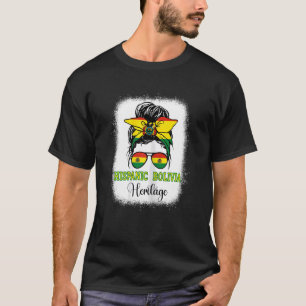 Womens Hispanic Heritage Month Bolivia Flag Messy  T-Shirt