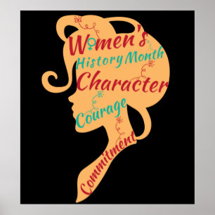 WOMEN'S HISTORY MONTH CHARACTER COURAGE COMMITMENT POSTER