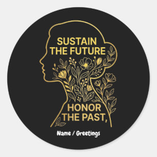 Women's History Month Eco-Feminist Sustain Future Classic Round Sticker