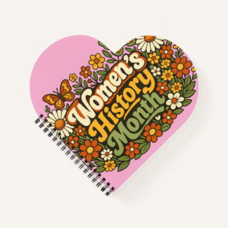 Women's History Month Retro 70s Floral Groovy Typo Notebook