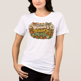 Women's History Month Retro 70s Floral Groovy Typo Tri-Blend Shirt